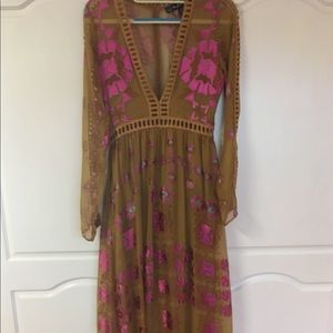 For Love & Lemons Barcelona Maxi Old Gold dress